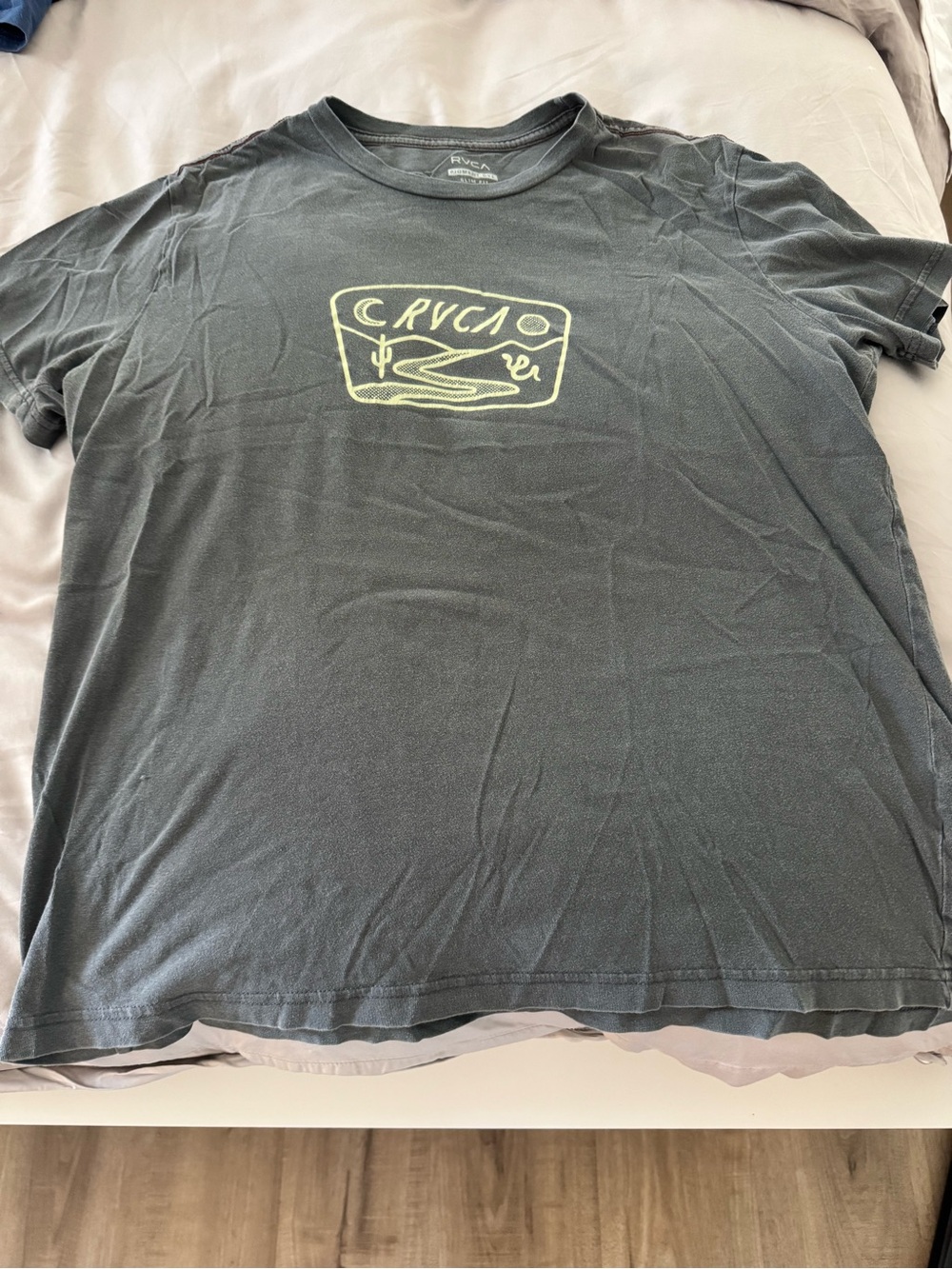 RVCA Black Short-Sleeve Crew Neck T-Shirt with Yellow Graphic